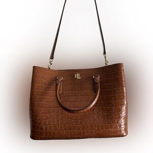 Ralph Lauren embossed leather Marcy satchel